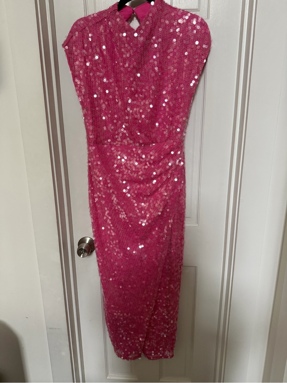 Pink Sequin Sleeveless Cocktail Dress